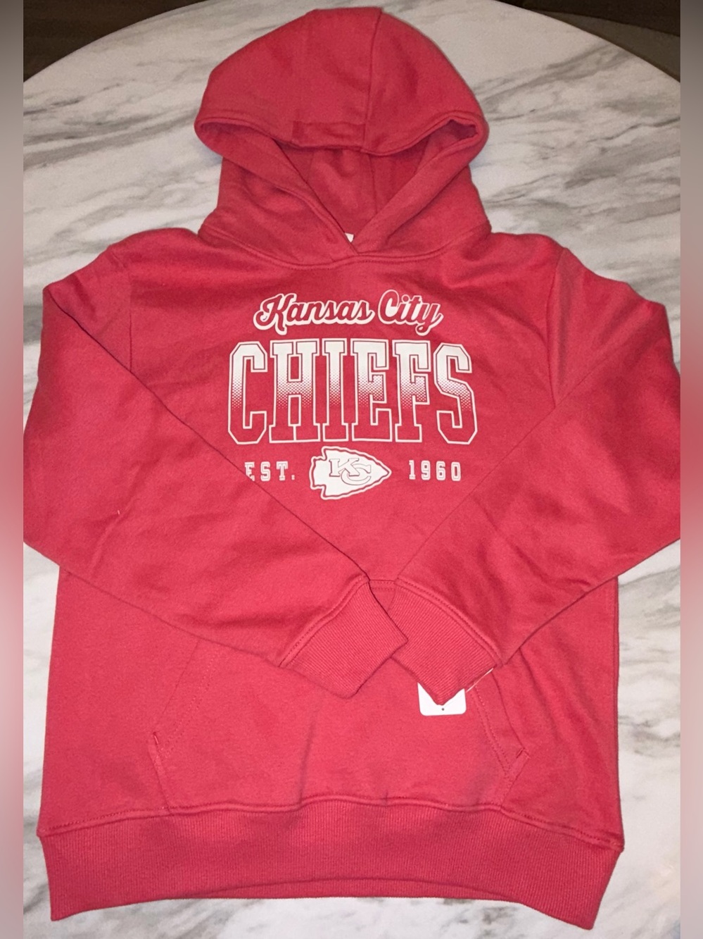NFL Kansas City Chiefs Girls Large 10/12 Red Fleece Hoodie Sweatshirt NWT